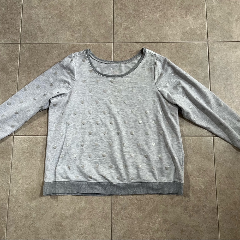 Lane bryant 22 24 Gray Silver Hearts Sweater Pajama top